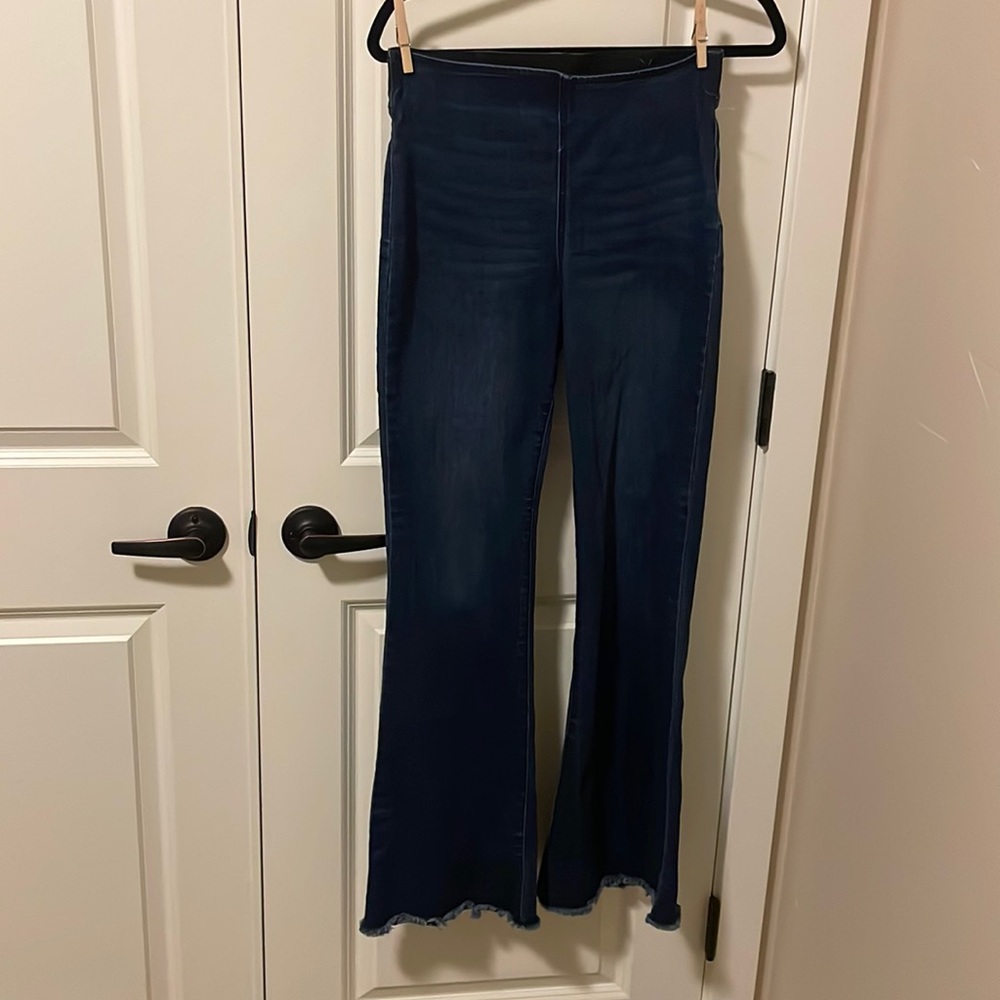 Knox Rose dark wash flare jeans.